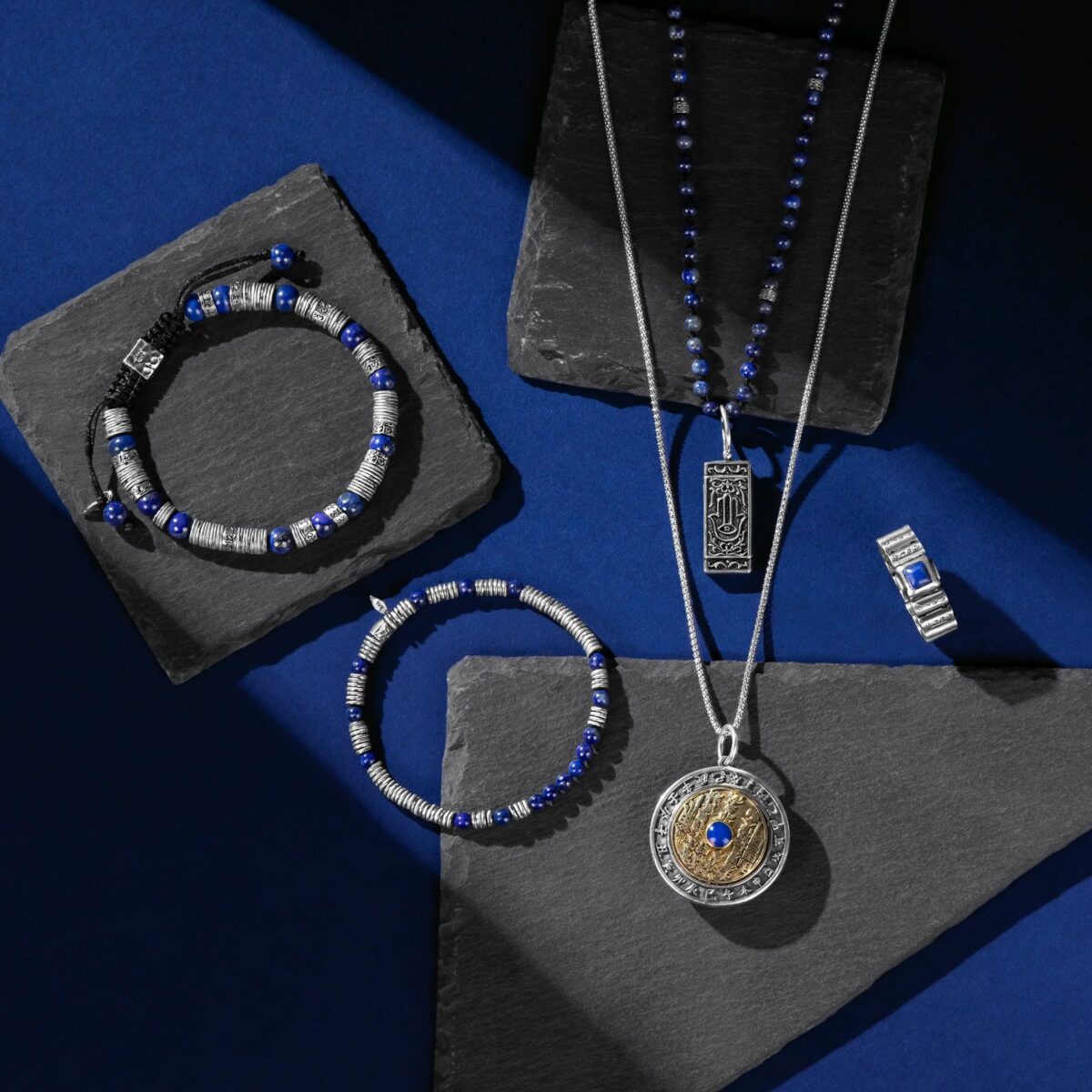 Spiritual Mindset - Silver Heishi Lapis Lazuli Mantra Bracelet