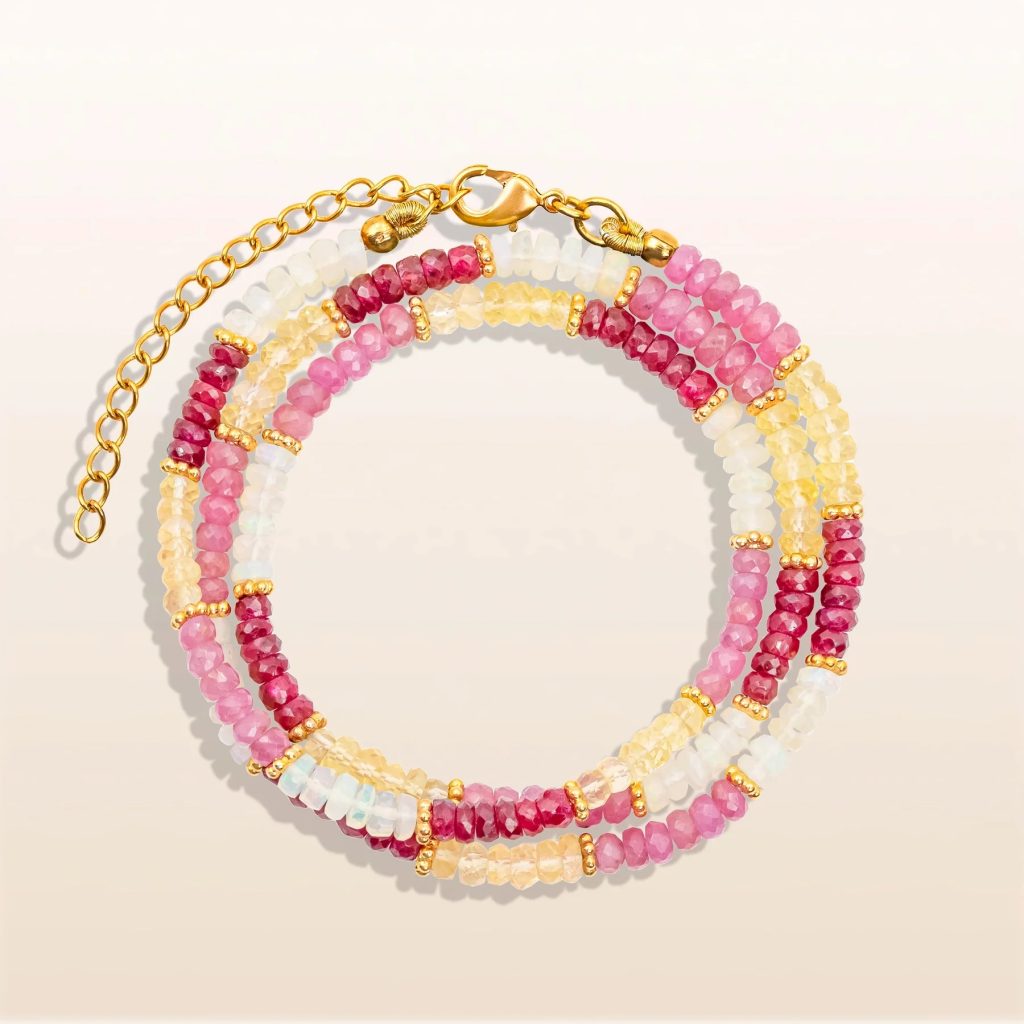 Gentle Warmth - Opal Pink Sapphire Ruby Citrine Wrap