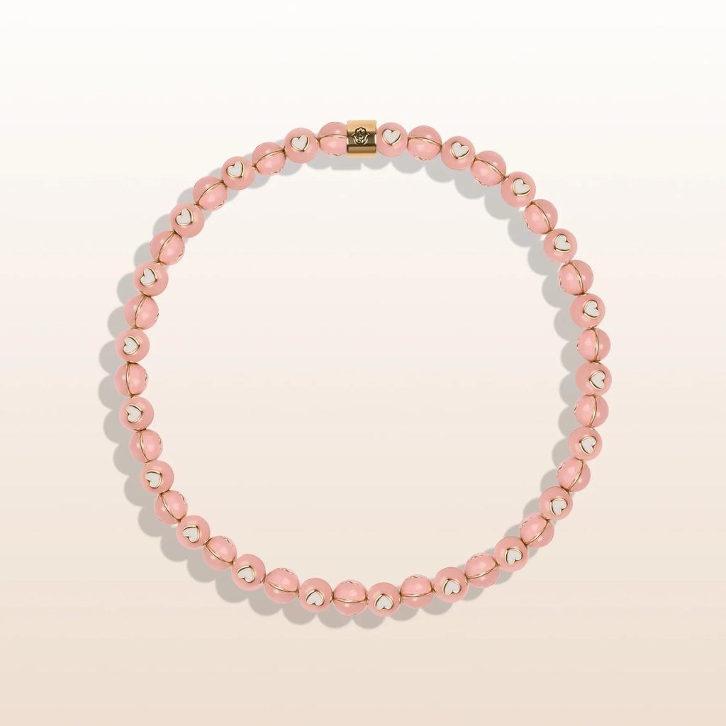 Profound Love - Pink Enamel Heart Charm Bracelet