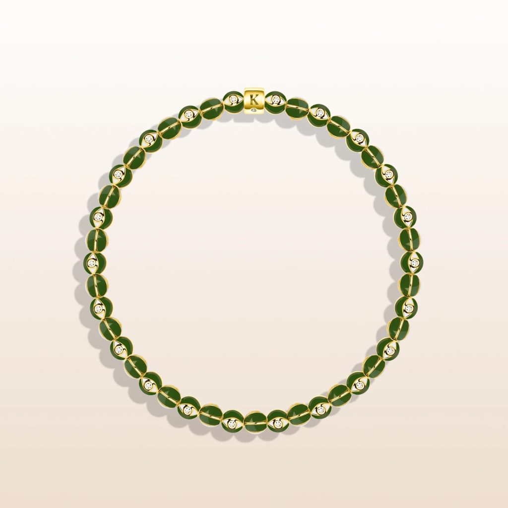 Divine Spirit - Green Enamel Evil Eye Charm Bracelet